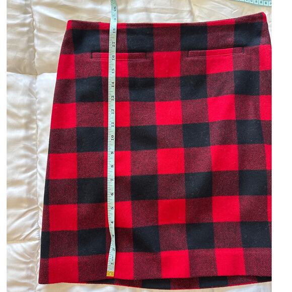 Talbots Petite Red‎ Black Plaid Wool Blend Mini Skirt - Size 6P - Picture 7 of 7